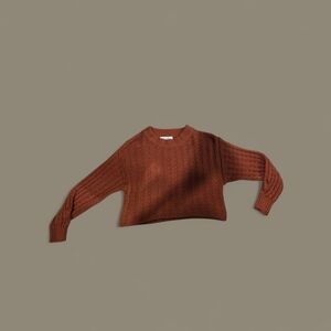 Elegant Rust Cable Knit Sweater